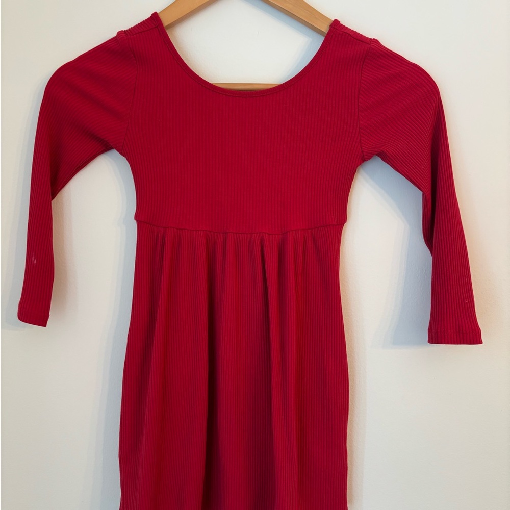 Old Navy Red Babydoll Dress Scoop Neck 3/4 Sleeve
